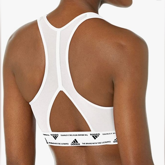 NWT- Adidas Plus Size Medium Support 3 Stripes Racer Back Bra - Picture 2 of 7